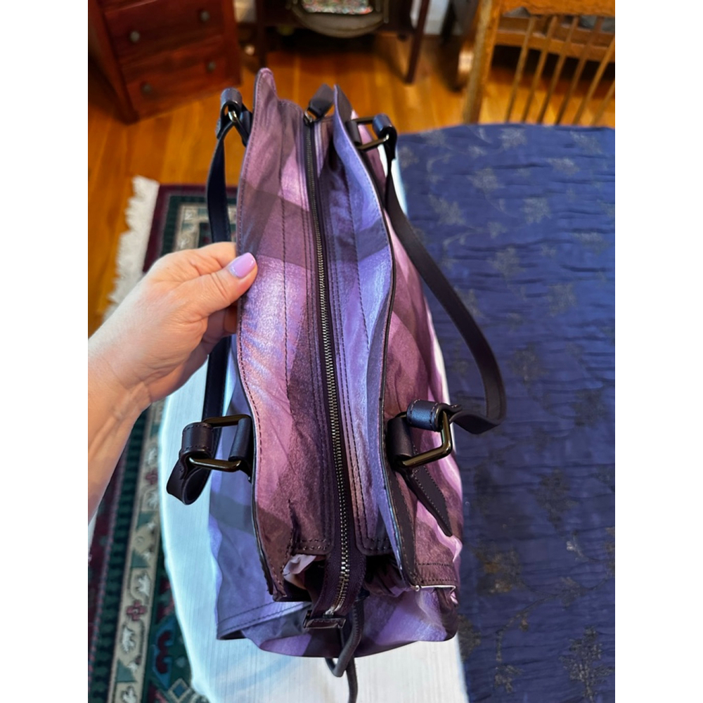 Burberry Purple/White Nylon & Leather Large Tote Bag - Picture 10 of 13